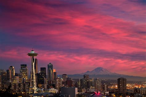 Colorful Sky And Night Skyline