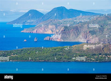 view of lipari and salina island vulcano island aeolian islands unesco north of sicily