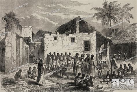 the slave market in zanzibar tanzania illustration from the magazine the illustrated london