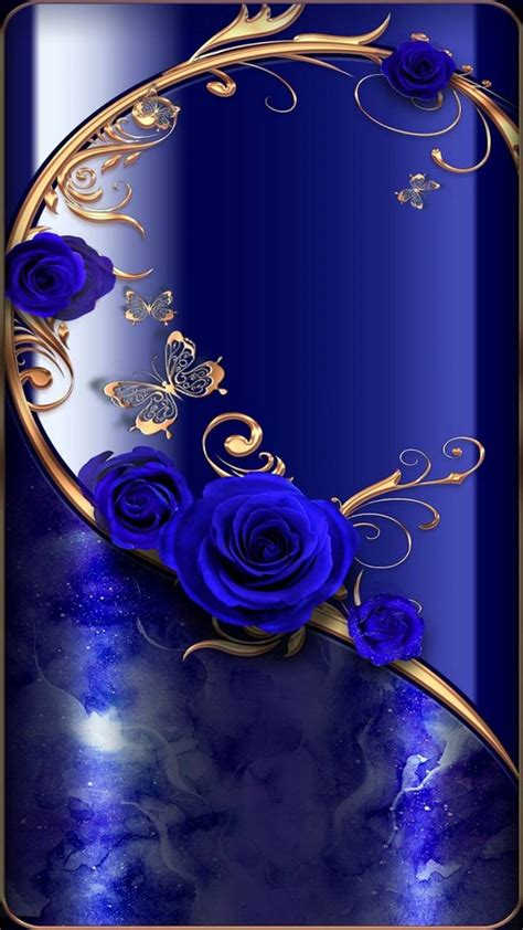Gold Blue Flowers Wallpaper By Hende09 Bf Free On Zedge