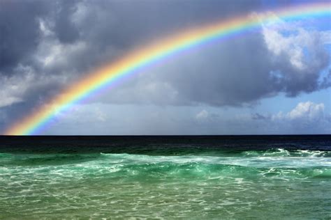 Wallpaper Beach Rain Clouds Hawaii Rainbow Oahu Northshore