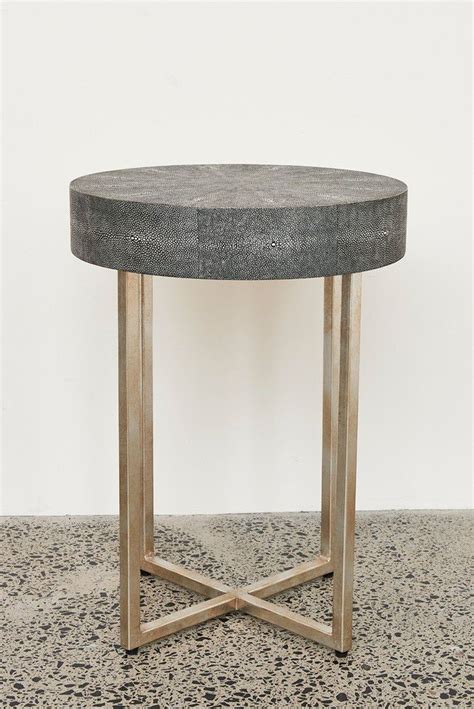 Faux Shagreen Side Table With Steel Legs United States Furniture