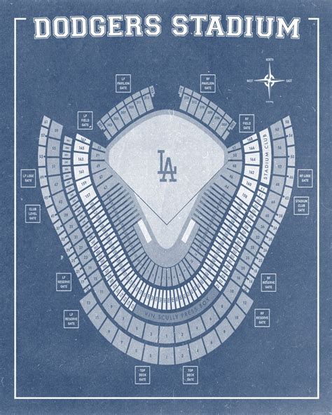 Vintage Print Of Los Angeles Dodgers Stadium Seating Chart Etsy