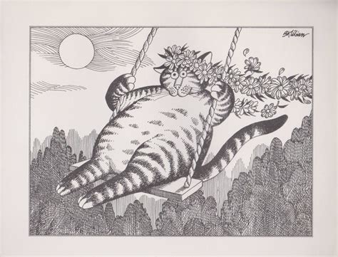 Kliban Cat Print Original Vintage Art Print 43 Swinging Cat Etsy