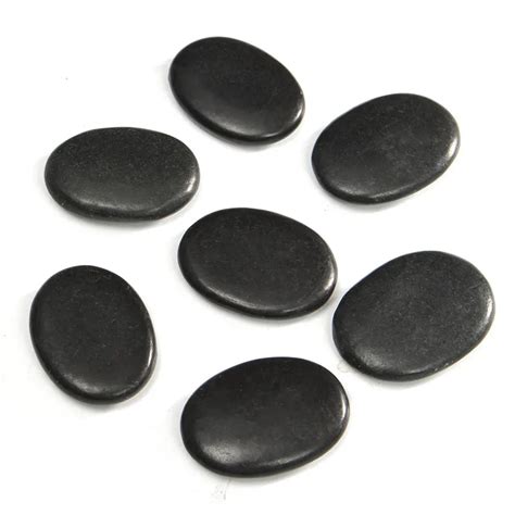 7pcs Black Hot Spa Rock Basalt Energy Toe Face Oval Stones Massage Therapy Lava Natural Health