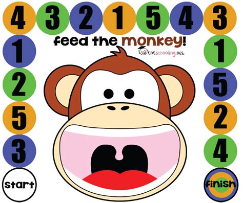 Free Printable Math Game For Toddlers Feed The Monkey