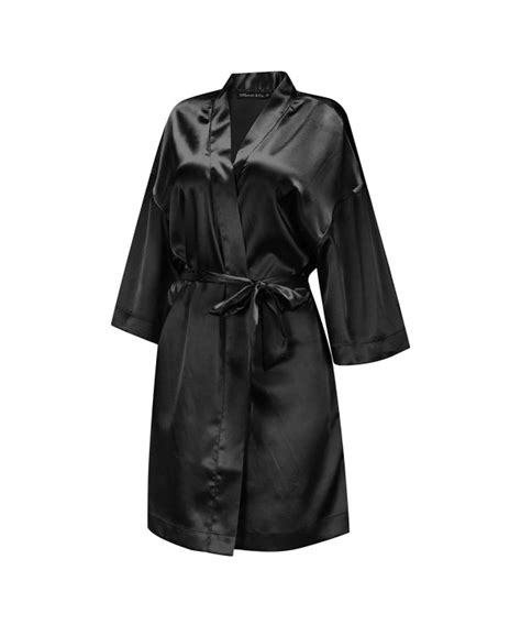 Othread And Co Women S Short Satin Kimono Robe Silky Sleepwear Bridesmaid Bathrobe Black