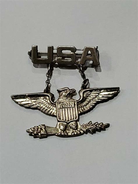Authentic Wwii Colonel Rank Insignia Sterling Usa Pinback 2098157811