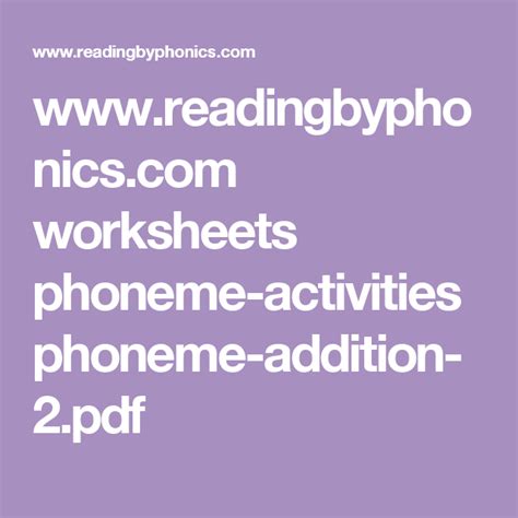 Worksheets Phoneme Activities Phoneme Addition