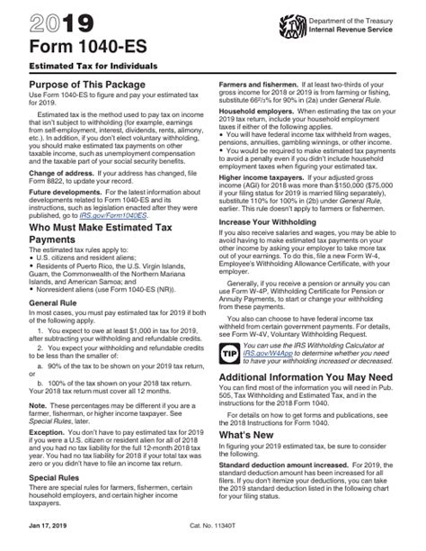 Irs Form 1040 Es 2019 Fill Out Sign Online And Download Fillable