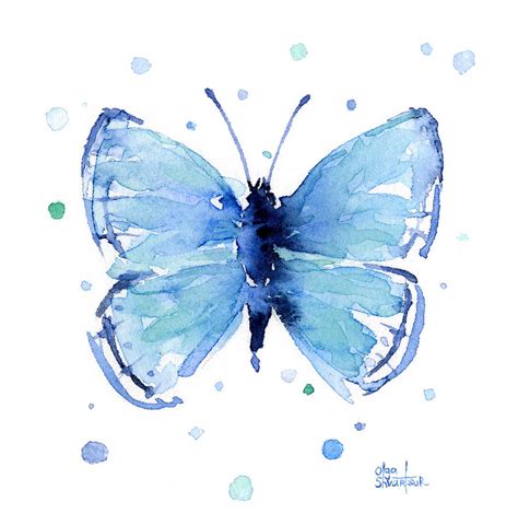 Blue Watercolor Butterfly Painting By Olga Shvartsur Pixels