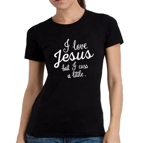 Cute Jesus Christian Sayings Letters Graphic Tee Shirt Femme Women