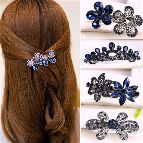 Fashion Womens Crystal Butterfly Hairpin Vintage Rhinestone Flower