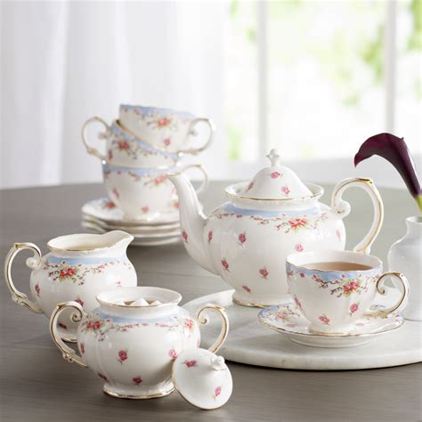 House Of Hampton® Stets 11 Piece Vintage Blue Rose Porcelain Tea Set