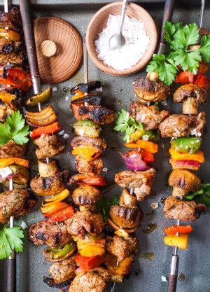 Thread onion wedges, bell peppers, and. Marinated & Grilled Lamb (or steak) Shish Kabobs