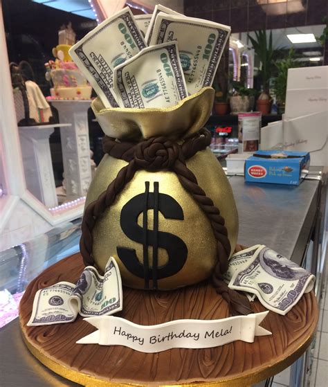 Money Bag Birthday Cake Money Birthday Cake Custom Birthday Cakes