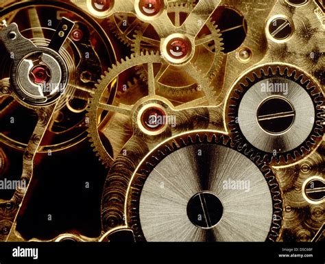 Cogs In An Old Watch Mechanism Close Up Stock Photo Alamy