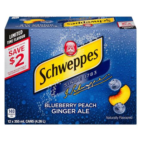 Blueberry Peach Ginger Ale Schweppes 12 X 355ml Delivery Cornershop