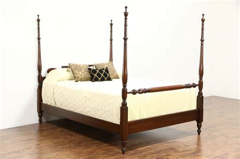 Sold Cherry Traditional Queen Size 4 Poster Vintage Bed Signed