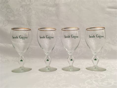 set of 4 vintage irish coffee glasses with golden trim from etsy nederland irish coffee