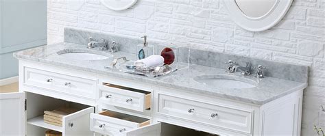 White Double Vanity With Marble Top Virtu Usa Caroline Avenue 60 Inch