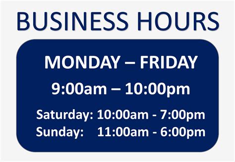 Business Hours Sign Templates At