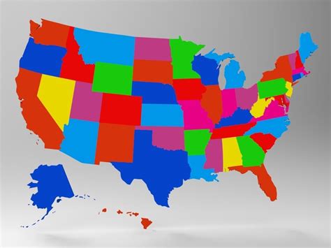 3d Model United States Map With All 50 States 3d Model Vr Ar Low