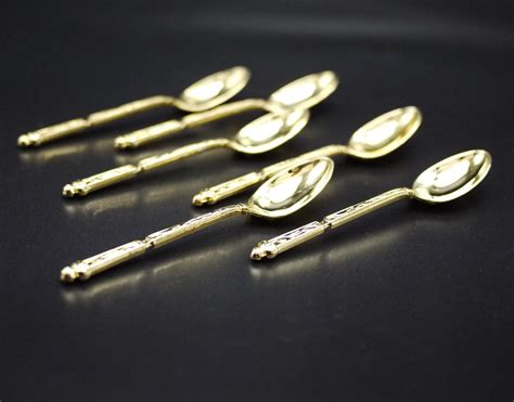 Vintage French Gold Plated Demitasse Spoon Set Of 6