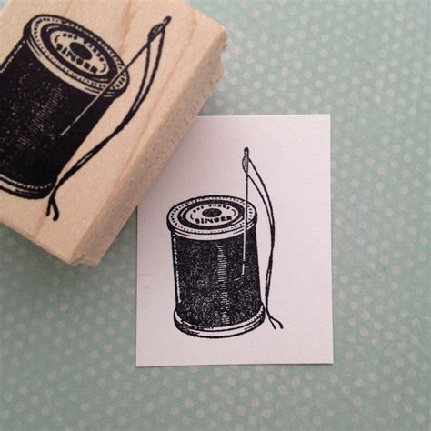 Spool Of Singer Thread Wood Mounted Rubber Stamp 3699 Etsy