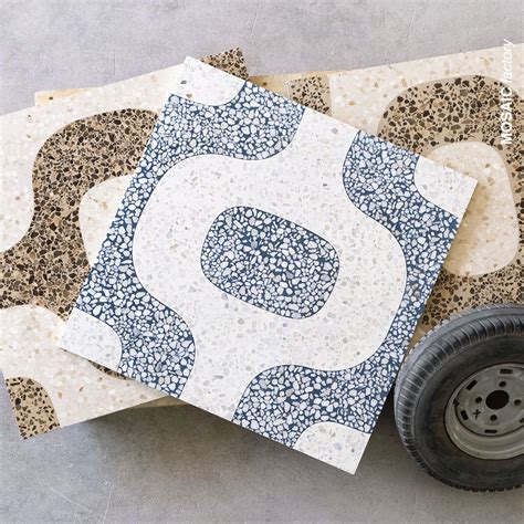 Big Terrazzo Tile With White Blue Tile Pattern From Mosaic Factory New