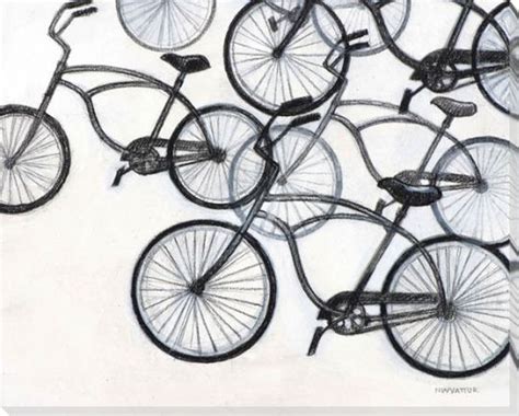 5 Bikes Wrapped Canvas Giclee Print Wall Art Wall Decor Artwork
