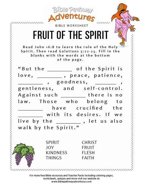 Fruits Of The Holy Spirit Worksheet