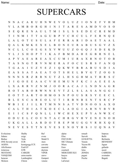 V8 Supercars Word Search Wordmint