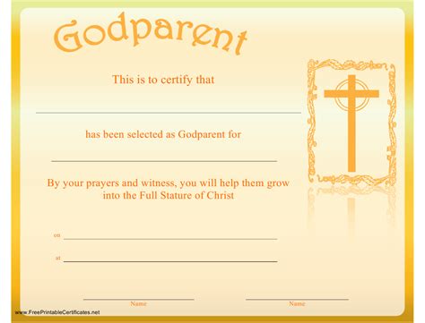 Godparent Certificate Template Download Printable Pdf