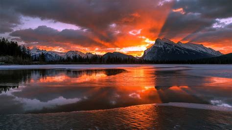 Wallpapers Alberta Winter Windows Mountains Canada