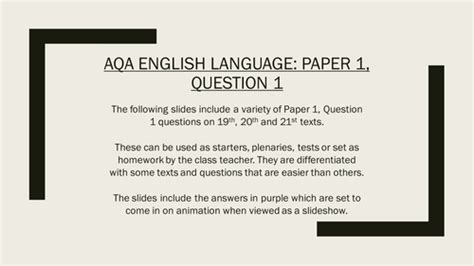 Here's a descriptive writing example answer that i completed in timed conditions for aqa english language paper 1, question 5. AQA GCSE English Language Paper 1, Question 1 (8700) - 10 ...