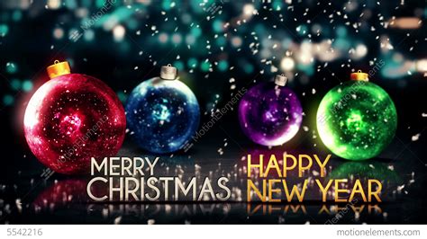 Merry Christmas Happy New Year Colorful Baubles Ba Stock Animation