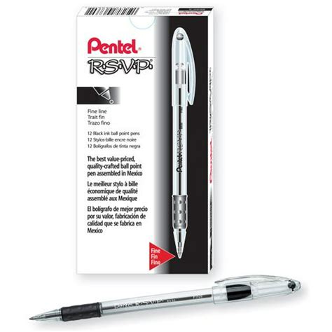 pentel r s v p ballpoint pen 0 7mm fine tip black ink box of 12 bk90 a