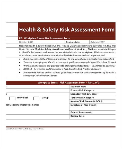 Health And Safety Risk Assessment Form Fillable Printable Pdf My Xxx