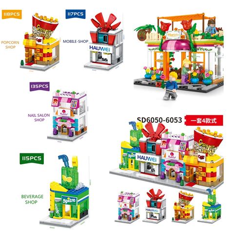 sembo mini street store model building bricks architecture educational toys compatible legoing