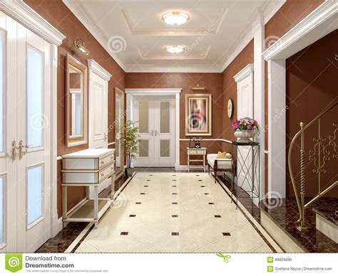 Elegant Classic And Luxurious Hall Interior Design Stock Illustration