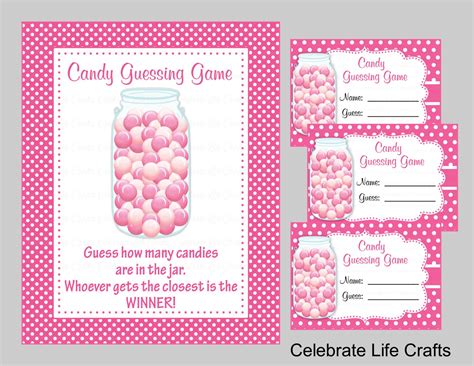 Baby Shower Printable Game Candy Jar Or Bottle Guessing Game Etsy Norway