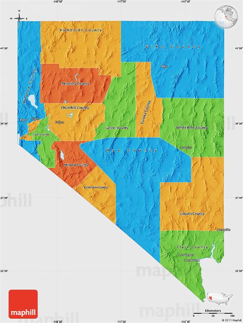 Political Map Of Nevada Single Color Outside