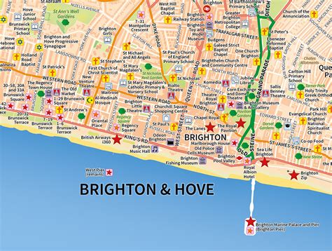 Brighton And Hove A Map Of Brighton Customised To Show Specific Points