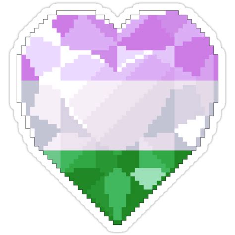 Pixel Pride Heart Gem Genderqueer Flag Stickers By Sleepyspooks Redbubble