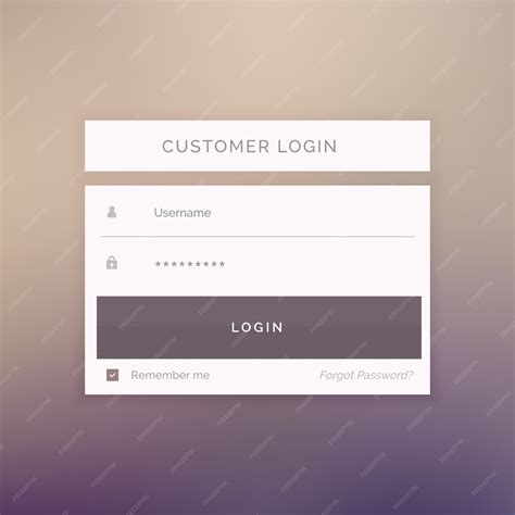 Free Vector Login Template On A Blurred Background