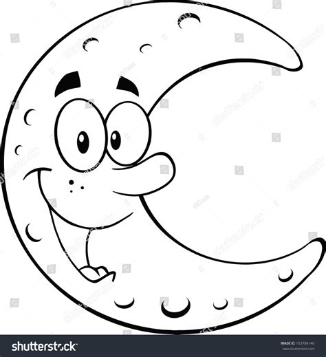 Black White Smiling Moon Cartoon Mascot Stock Vector 163704140