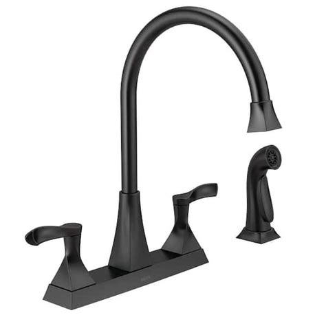 Delta Everly Double Handle Standard Kitchen Faucet With Spray In Matte
