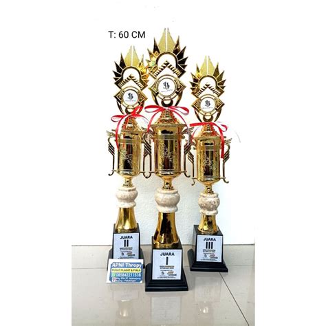 Jual Piala Lomba Set Marmer Trophy Custom Juara 1 2 3 Tinggi 60 Cm Gratis Stiker Pita Shopee