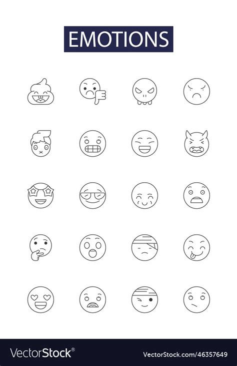 Emotions Line Icons And Signs Joy Fear Royalty Free Vector